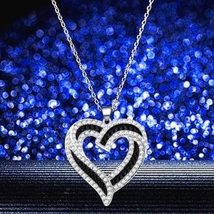 Beautiful black & white heart 🤍 crystal necklace. Brand new.